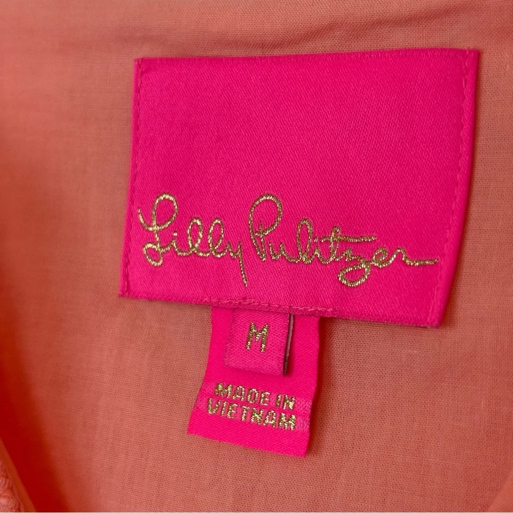 Lilly Pulitzer Coral Peach Astara Eyelet A-Line Mini Dress Size Medium